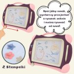 WOOPIE Znikopis Tablica Magnetyczna Kolorowa + 2 Stempelki Fioletowy - 008