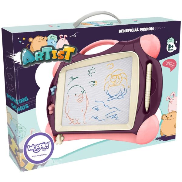 WOOPIE Znikopis Tablica Magnetyczna Kolorowa + 2 Stempelki Fioletowy - 011