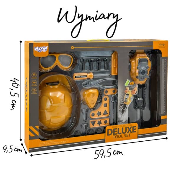 WOOPIE Zestaw Narzędzi Małego Majsterkowicza Gogle Kask Młot Pneumatyczny 21el. - 006
