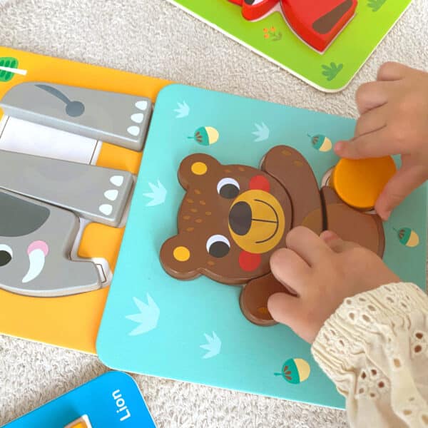 WOOPIE GREEN Układanka Drewniana Klocki Zwierzątka Montessori FSC 34el. - 003