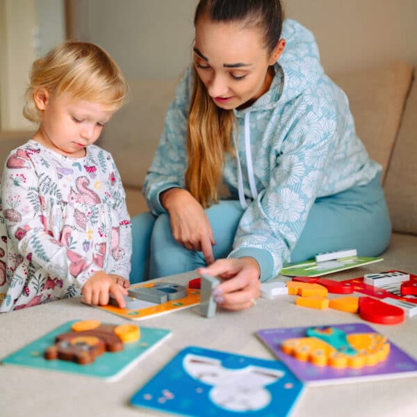 WOOPIE GREEN Układanka Drewniana Klocki Zwierzątka Montessori FSC 34el. - 004
