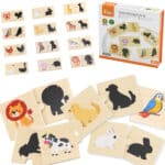 VIGA Zestaw Drewniane Puzzle Układanka Zwierzątka Dopasuj Cienie - 001