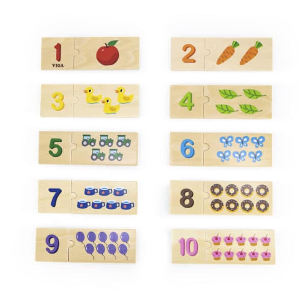 Nauka Liczenia i Cyfr Puzzle Drewniane 20 el. Viga Montessori - 002
