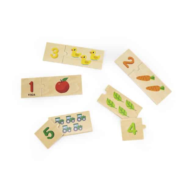 Nauka Liczenia i Cyfr Puzzle Drewniane 20 el. Viga Montessori - 003