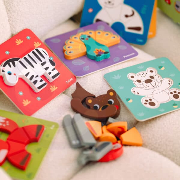 WOOPIE GREEN Układanka Drewniana Klocki Zwierzątka Montessori FSC 34el. - 007