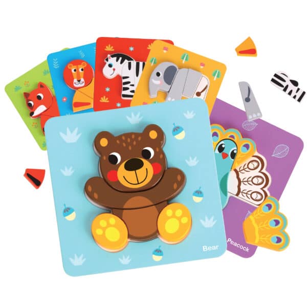 WOOPIE GREEN Układanka Drewniana Klocki Zwierzątka Montessori FSC 34el. - 008