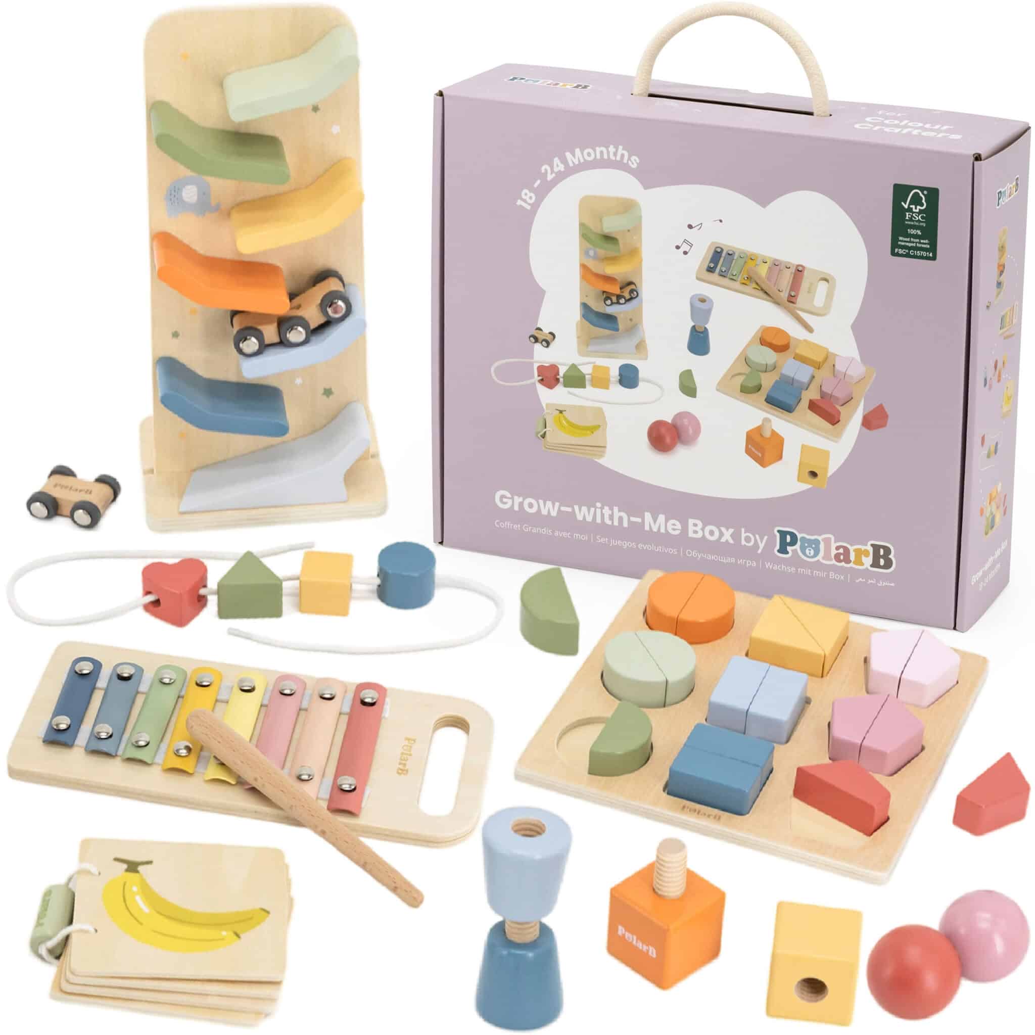 Drewniany Box Edukacyjny Viga 18-24m – Zestaw Sensoryczny Montessori - 001