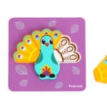 WOOPIE GREEN Układanka Drewniana Klocki Zwierzątka Montessori FSC 34el. - 010