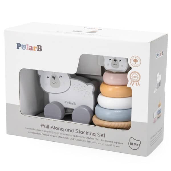 VIGA PolarB Zestaw Miś Polarny Drewniana Piramidka + Miś Polarny do Ciągnięcia - 004