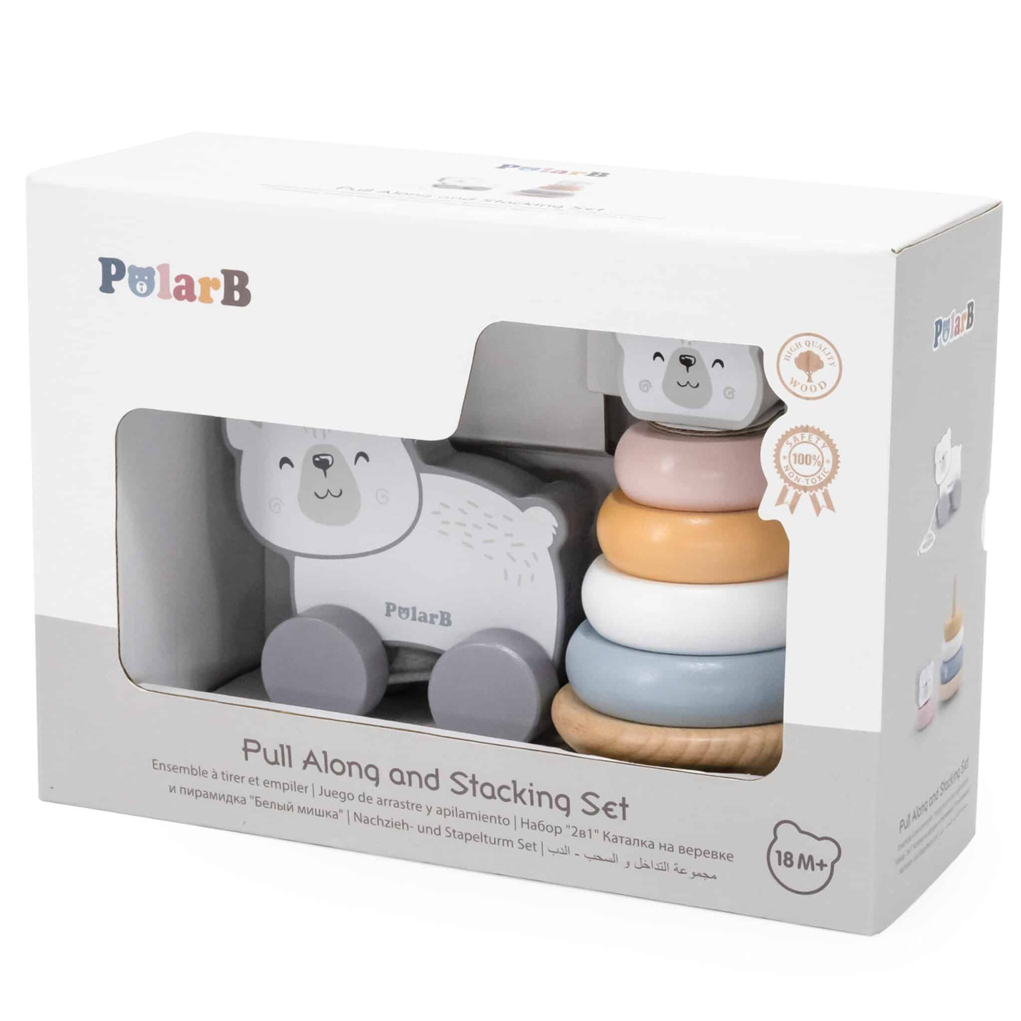 VIGA PolarB Zestaw Miś Polarny Drewniana Piramidka + Miś Polarny do Ciągnięcia - 004