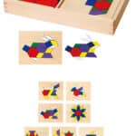 VIGA Drewniana Mozaika Geometryczna Klocki Dienesa Układanka Logiczna Montessori148 el - 004