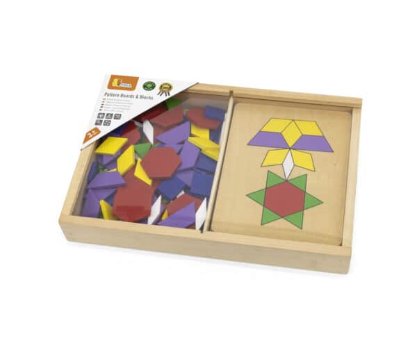 VIGA Drewniana Mozaika Geometryczna Klocki Dienesa Układanka Logiczna Montessori148 el - 006