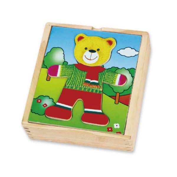VIGA Drewniane Puzzle Układanka Edukacyjna Ubierz Misia Chłopca - 004