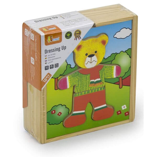 VIGA Drewniane Puzzle Układanka Edukacyjna Ubierz Misia Chłopca - 005