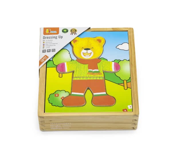 VIGA Drewniane Puzzle Układanka Edukacyjna Ubierz Misia Chłopca - 006
