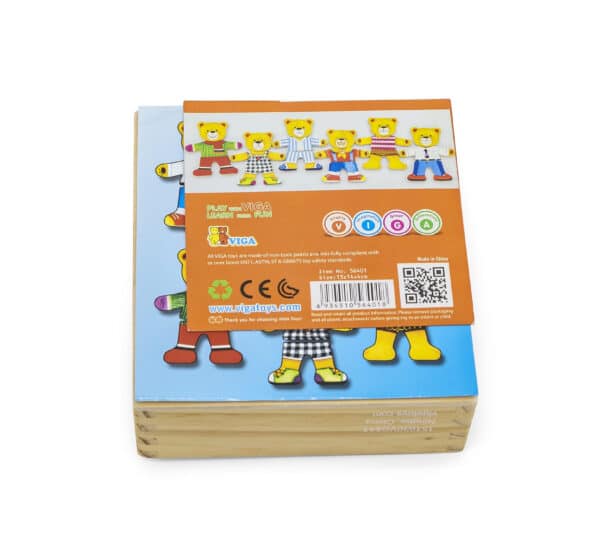 VIGA Drewniane Puzzle Układanka Edukacyjna Ubierz Misia Chłopca - 007