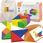 Zestaw Logiczny Tangram Drewniany z Kartami Wzorów FSC Viga - 001