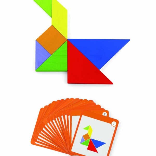 Zestaw Logiczny Tangram Drewniany z Kartami Wzorów FSC Viga - 006