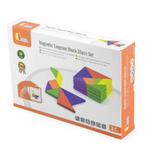 Zestaw Logiczny Tangram Drewniany z Kartami Wzorów FSC Viga - 009