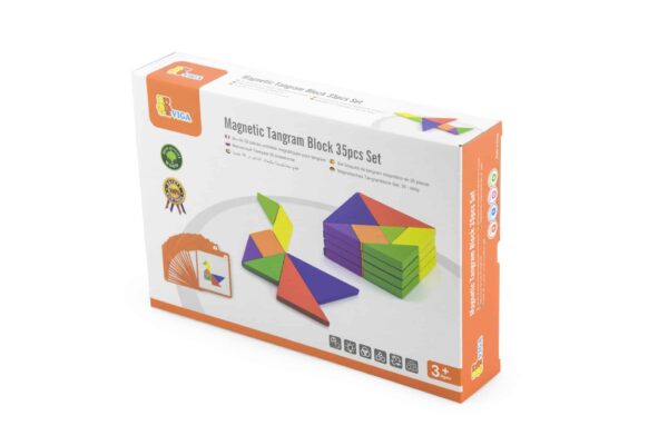Zestaw Logiczny Tangram Drewniany z Kartami Wzorów FSC Viga - 009