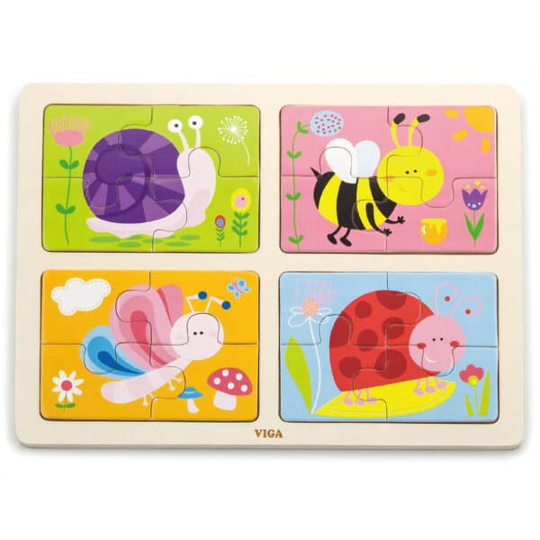 VIGA Drewniane Puzzle Owady 4w1 - 003