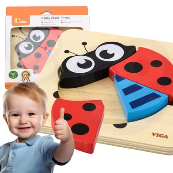 VIGA Pierwsze drewniane Puzzle maluszka Biedronka - 001