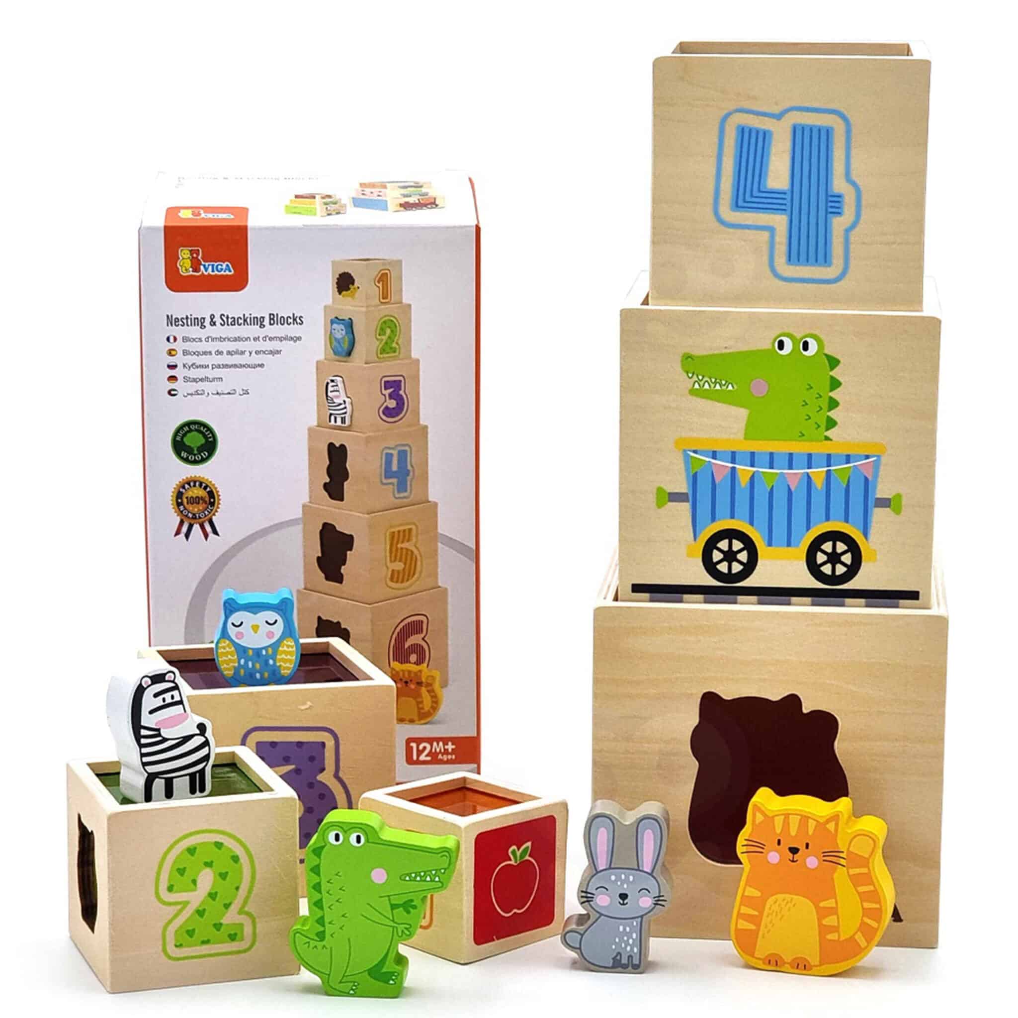 VIGA Drewniana Piramidka Układanka Klocki Sorter Montessori - 001