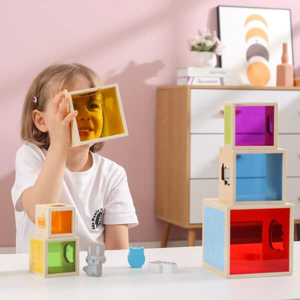 VIGA Drewniana Piramidka Układanka Klocki Sorter Montessori - 005