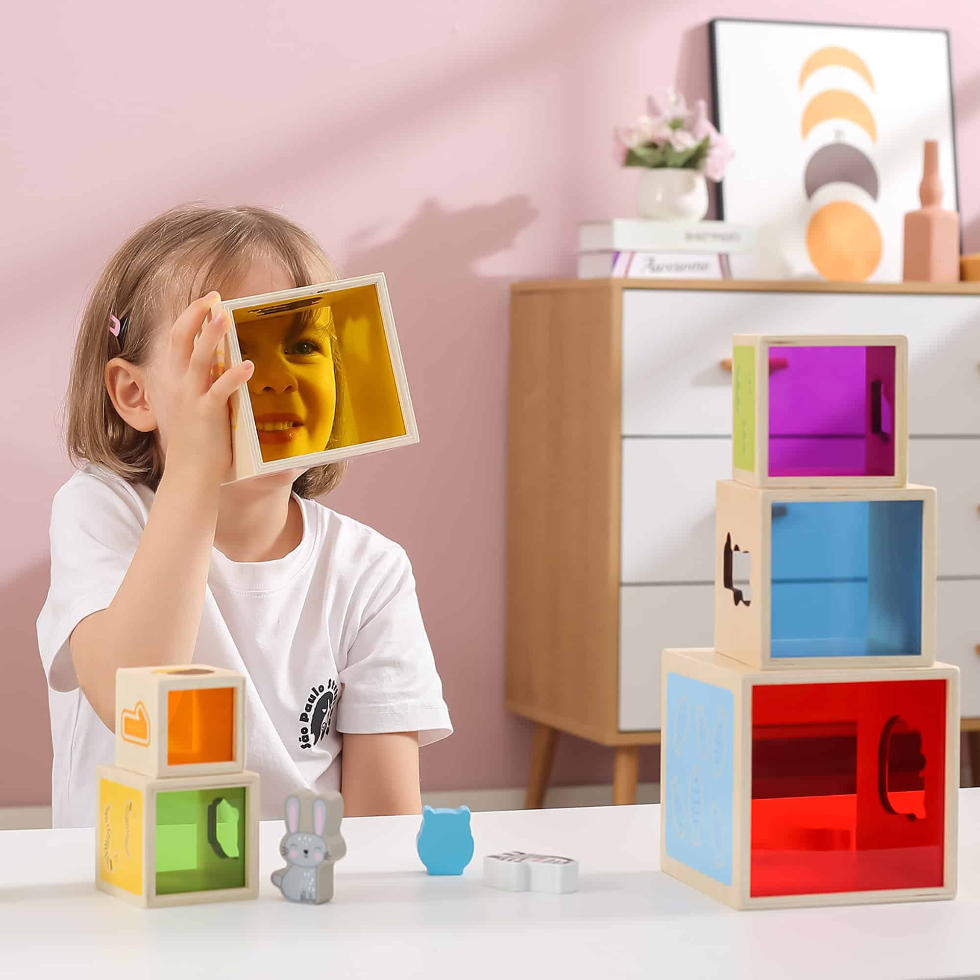 VIGA Drewniana Piramidka Układanka Klocki Sorter Montessori - 005