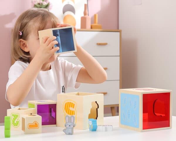 VIGA Drewniana Piramidka Układanka Klocki Sorter Montessori - 009