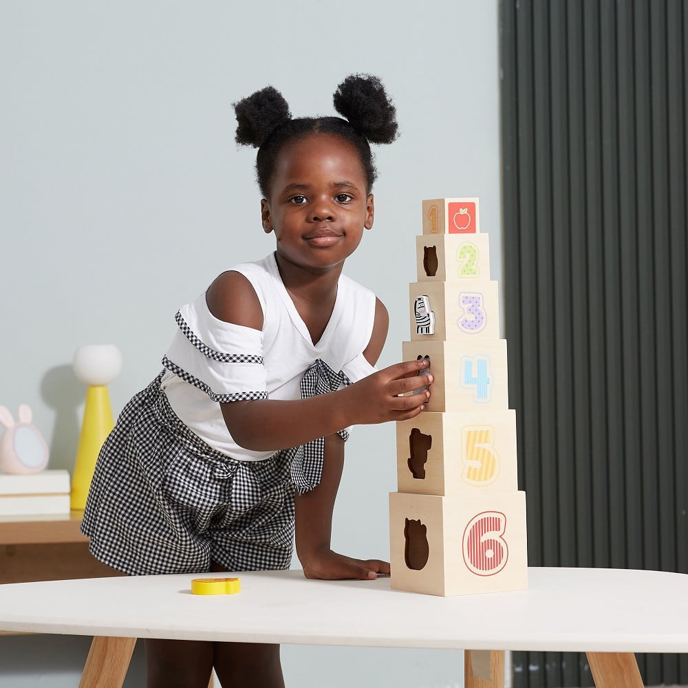 VIGA Drewniana Piramidka Układanka Klocki Sorter Montessori - 010
