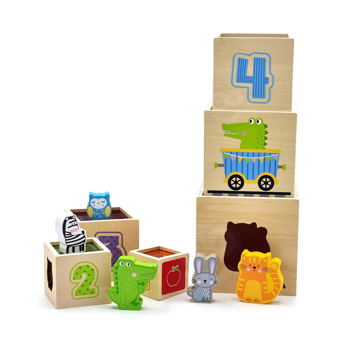 VIGA Drewniana Piramidka Układanka Klocki Sorter Montessori - 015
