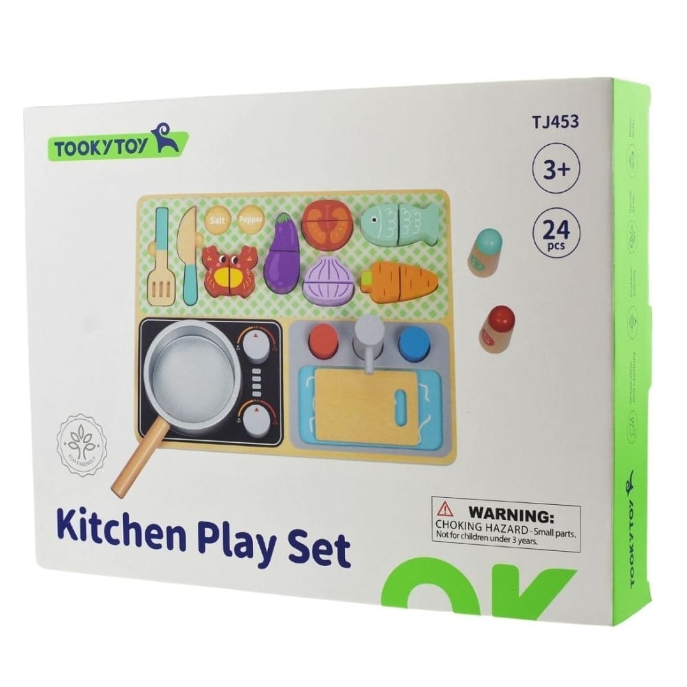 TOOKY TOY Drewniana Kuchnia z Akcesoriami - Zestaw Małego Kucharza - 012