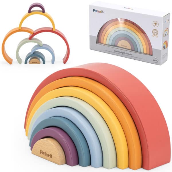 VIGA PolarB Drewniana Tęcza Układanka Klocki Kreatywne Montessori - 001