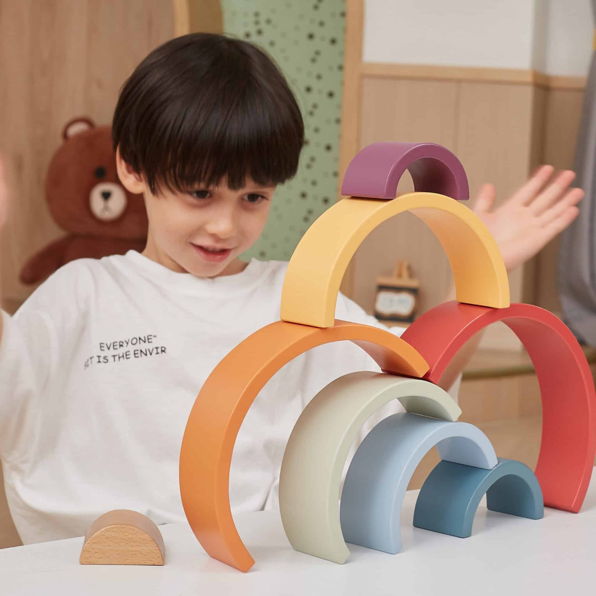 VIGA PolarB Drewniana Tęcza Układanka Klocki Kreatywne Montessori - 002