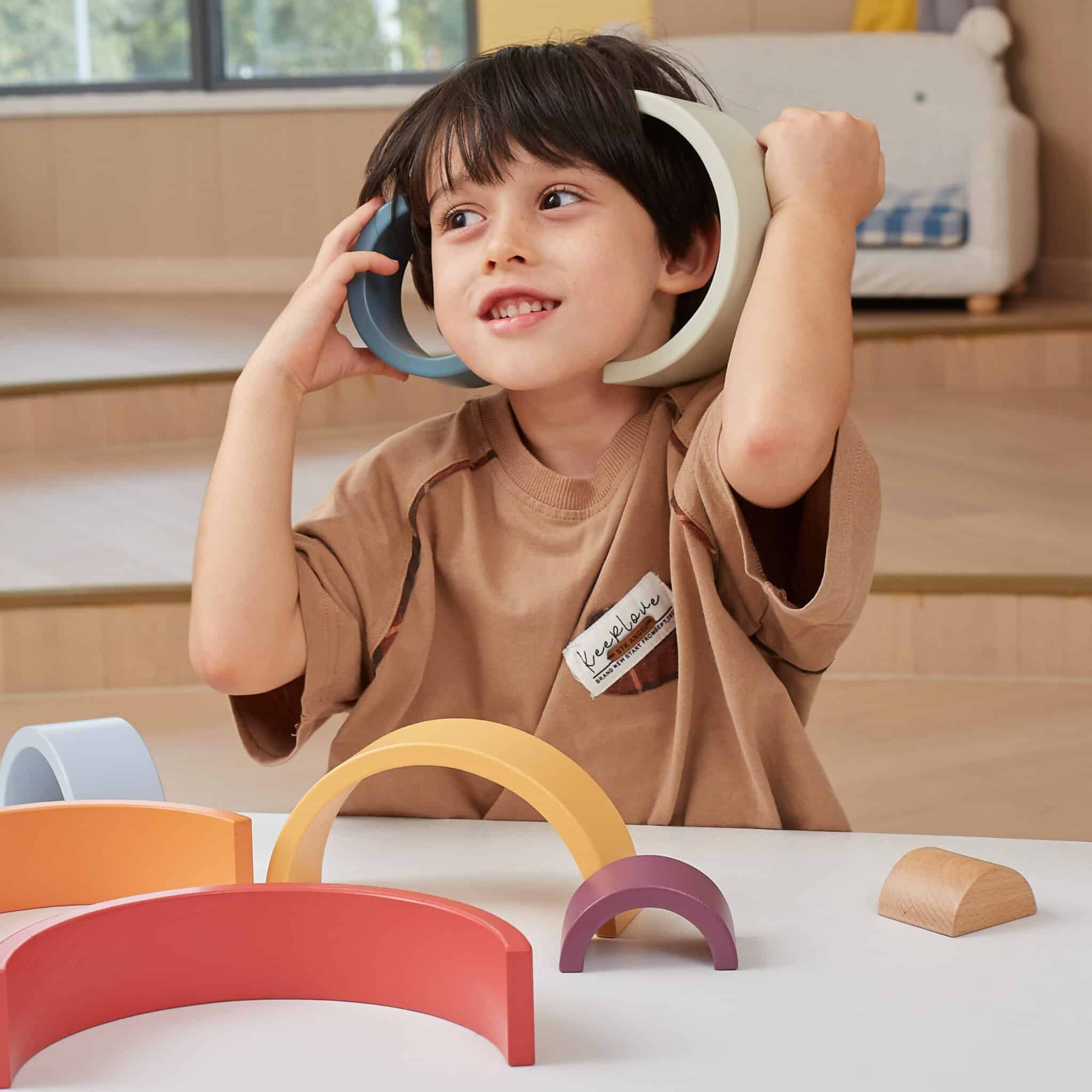 VIGA PolarB Drewniana Tęcza Układanka Klocki Kreatywne Montessori - 004