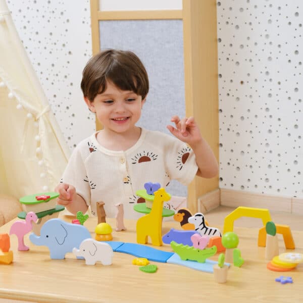 Zestaw Klocków Drewnianych Tropikalna Przygoda Viga 55 el. Montessori - 003