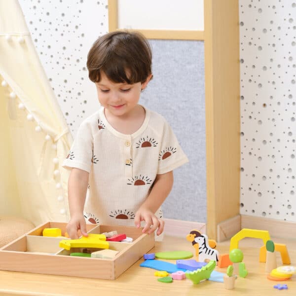 Zestaw Klocków Drewnianych Tropikalna Przygoda Viga 55 el. Montessori - 005