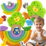 Kreatywna Tęcza Drewniana Viga – Sorter i Wieża Klocków XL 18m+ - 001