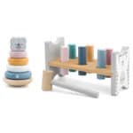 VIGA PolarB Zestaw Drewniana Piramidka + Przebijanka z Młoteczkiem Miś Polarny Montessori - 005