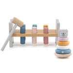 VIGA PolarB Zestaw Drewniana Piramidka + Przebijanka z Młoteczkiem Miś Polarny Montessori - 006