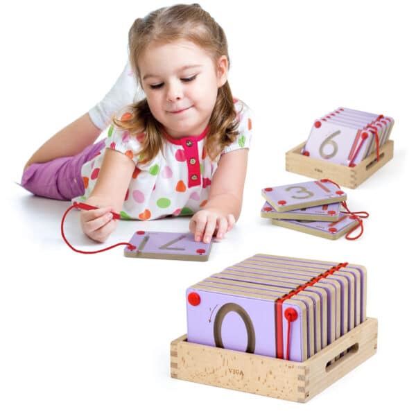 VIGA Tabliczki Magnetyczne Nauka Pisania Cyferki Certyfikat FSC Montessori - 003