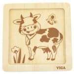 VIGA Poręczne Drewniane Puzzle Krówka - 005