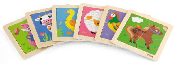 VIGA Poręczne Drewniane Puzzle Krówka - 006
