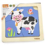 VIGA Poręczne Drewniane Puzzle Krówka - 007