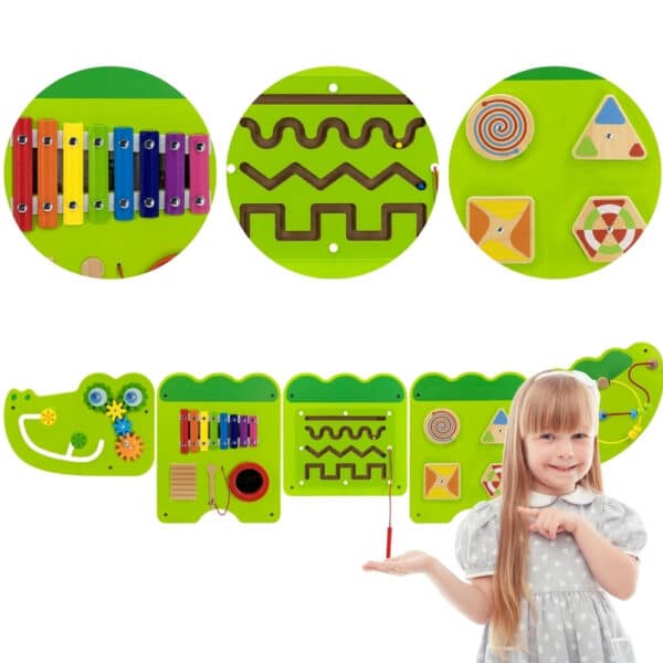 VIGA Tablica Sensoryczna Manipulacyjna Krokodyl Certyfikat FSC Montessori - 002