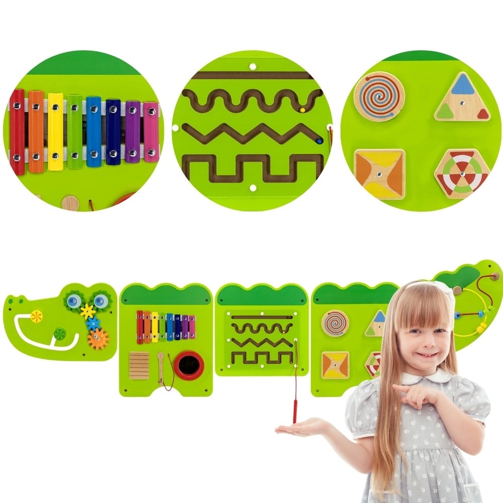 VIGA Tablica Sensoryczna Manipulacyjna Krokodyl Certyfikat FSC Montessori - 002