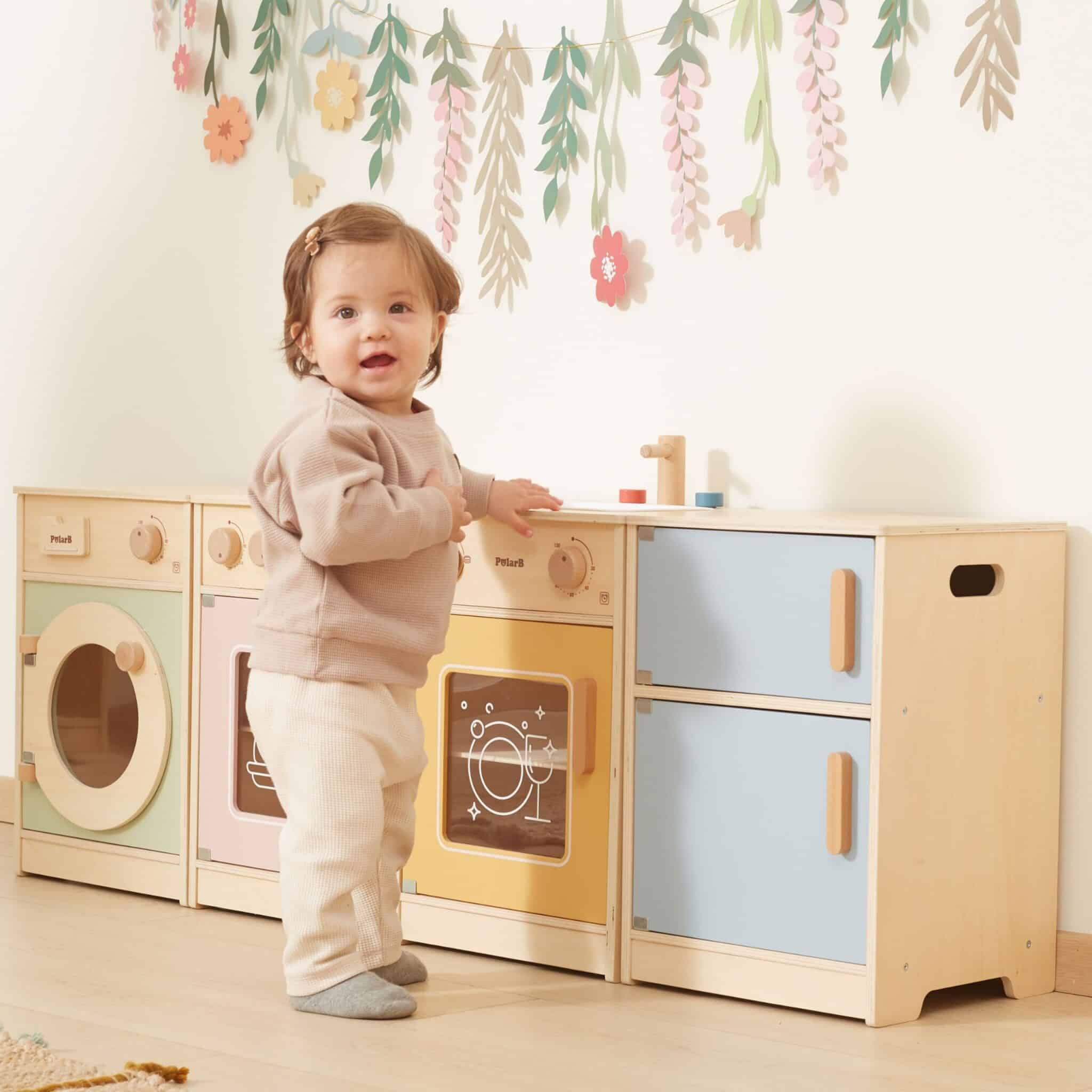 Drewniana Kuchnia Wielofunkcyjna PolarB Viga XL – Pralka i Zmywarka Montessori - 002