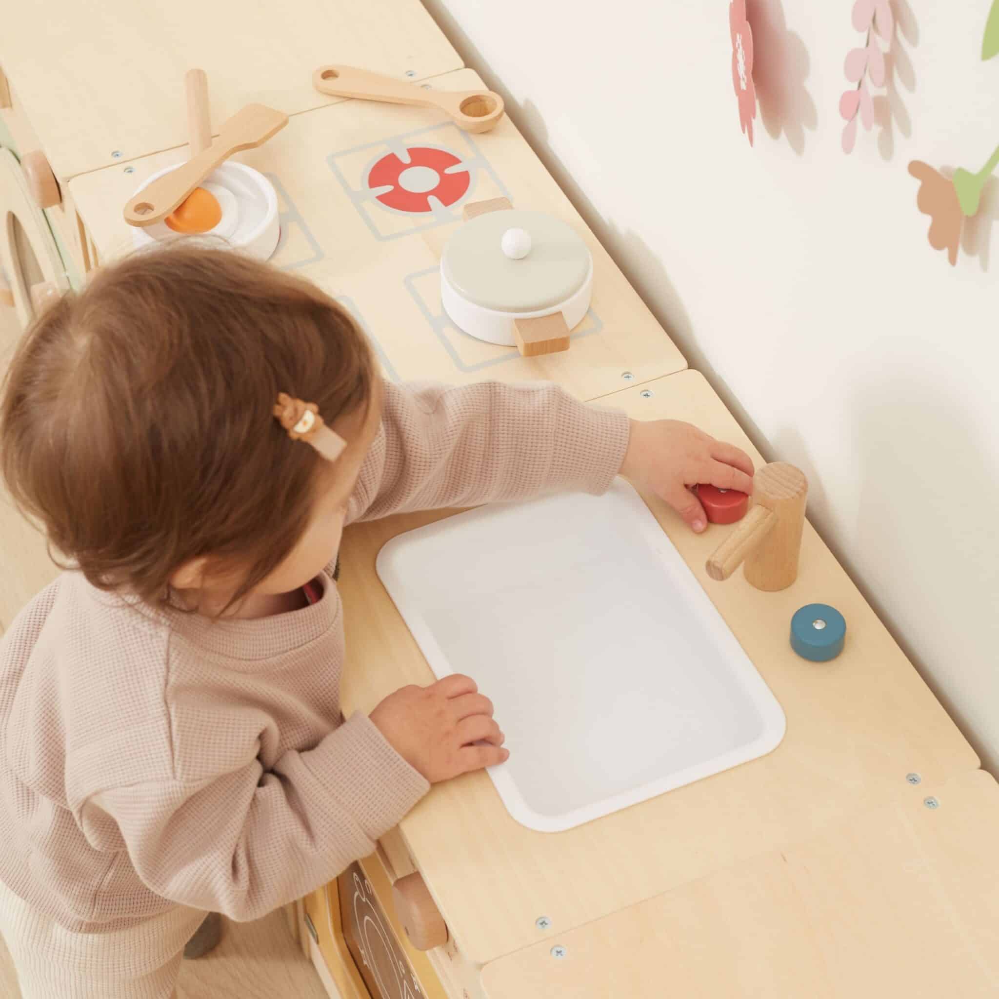 Drewniana Kuchnia Wielofunkcyjna PolarB Viga XL – Pralka i Zmywarka Montessori - 005