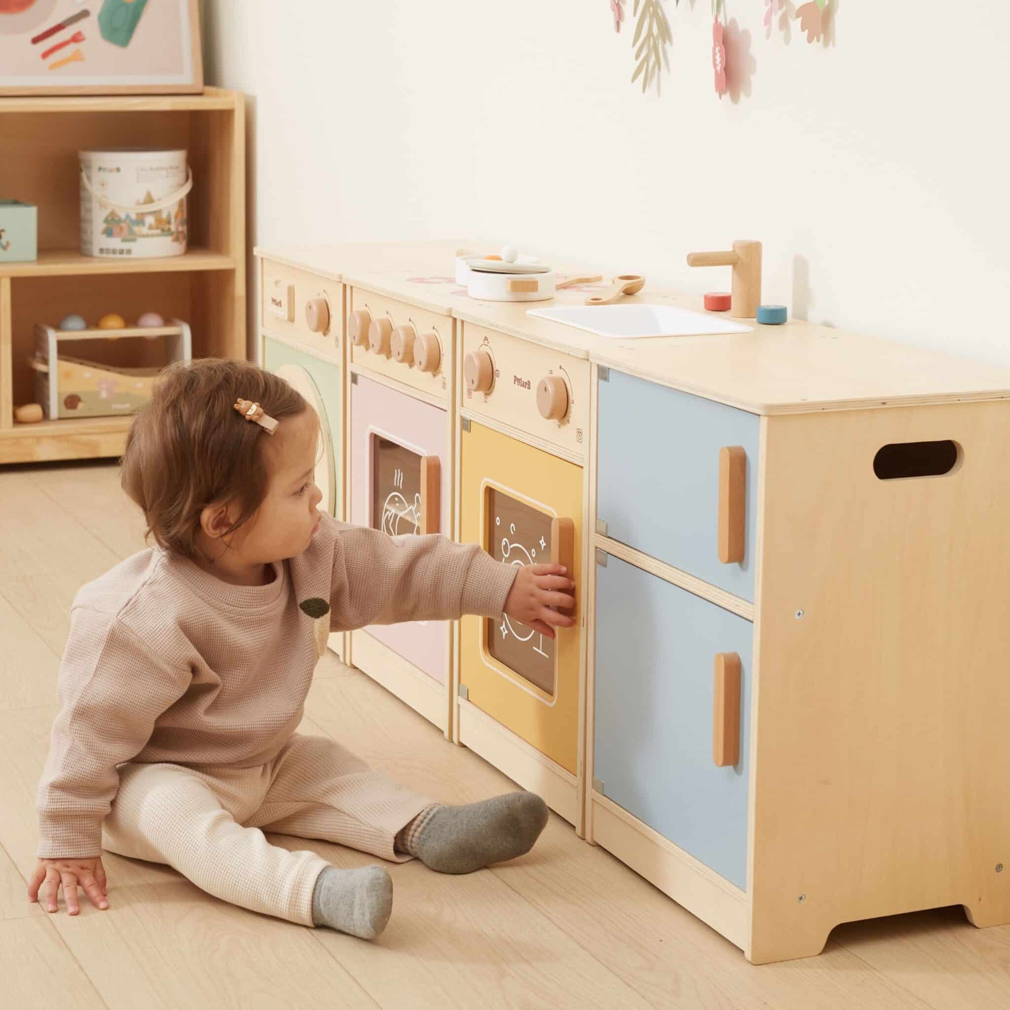 Drewniana Kuchnia Wielofunkcyjna PolarB Viga XL – Pralka i Zmywarka Montessori - 009